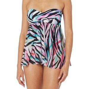 PROFILE BY GOTTEX Women's Wild Parade Bandeau Flyaway One-Piece Swimsuit size 6